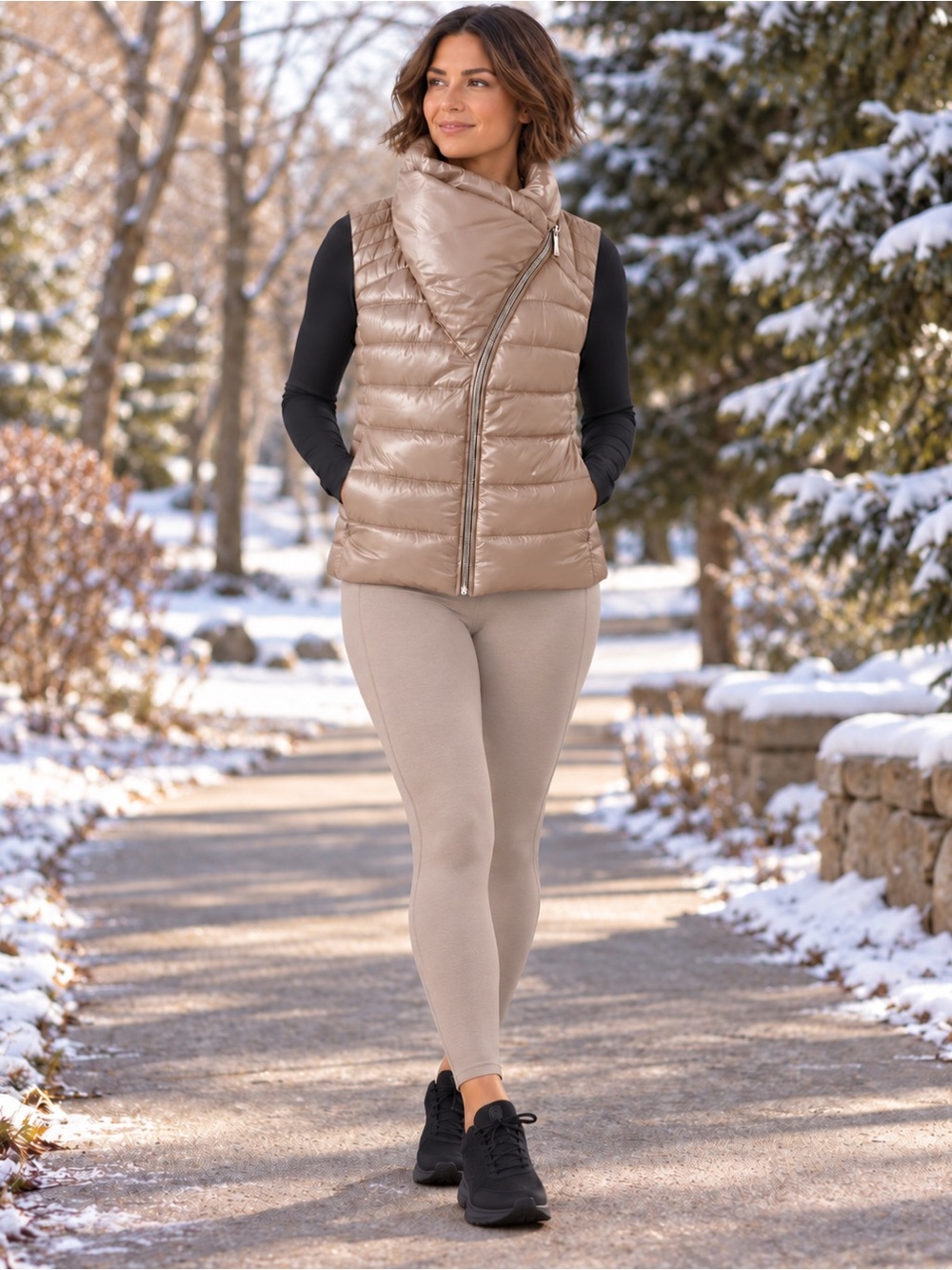 Calvin Klein Performance Metallic Blush Pink Puffer Vest Small NWT